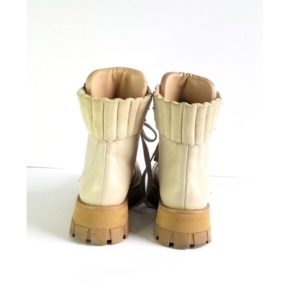 SCHUTZ Women's Sutton Leather Lace Up Hiker Boots Oyster 8.5 Beige Booties - Picture 9 of 14